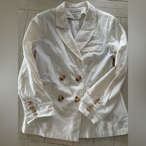 Heartloom Double-Breasted Linen Blazer in Cream